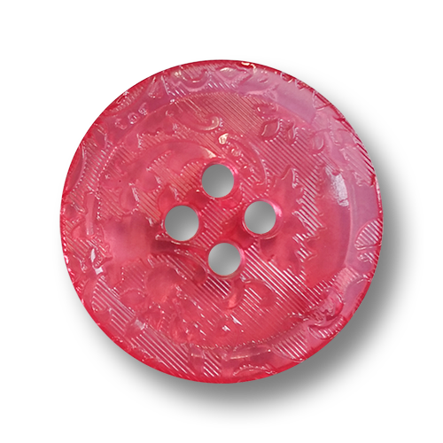 www.knopfparadies.de - 4140pi - Transparent pinke Kunststoffknöpfe mit vier Löchern