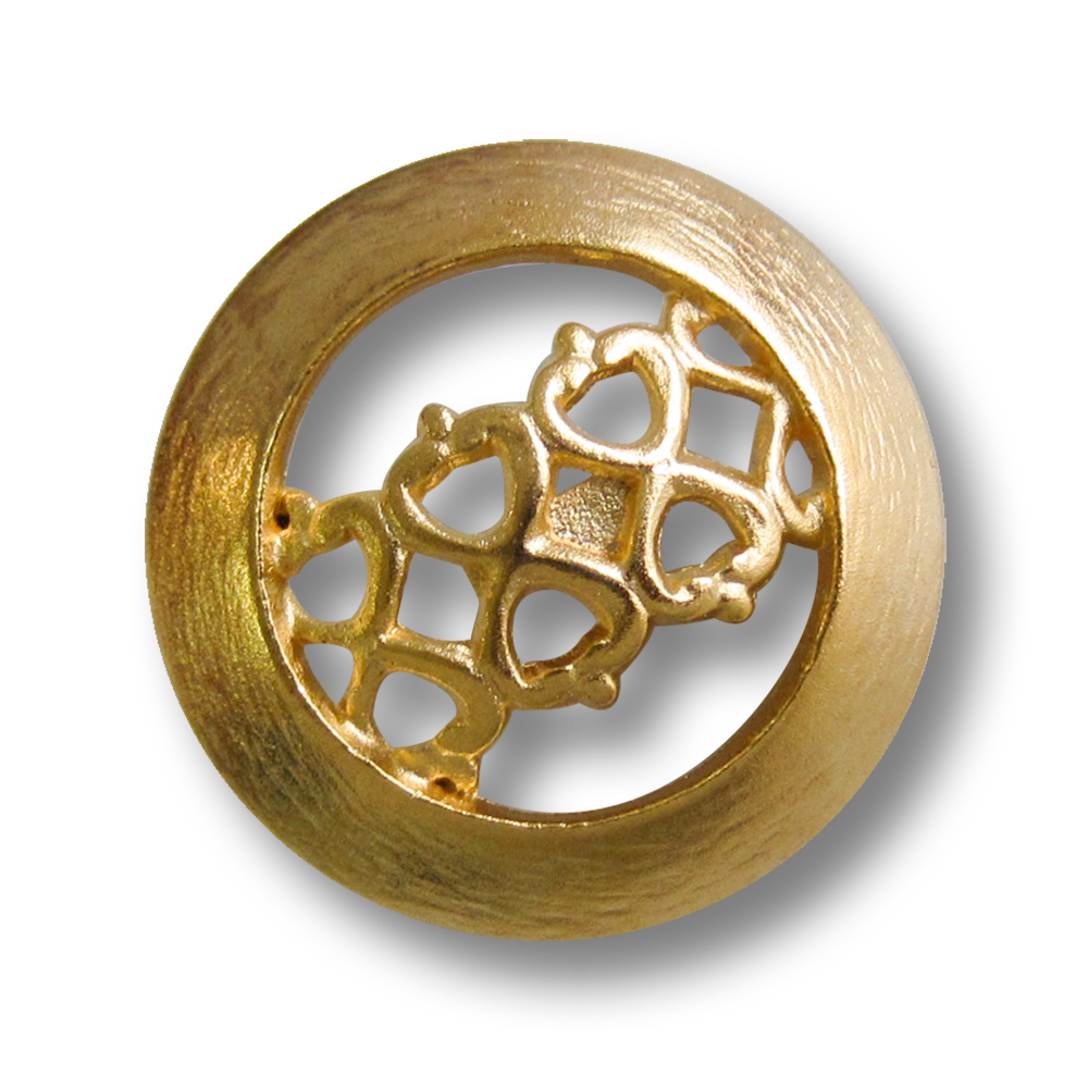 Goldfb. Metall Knopf m. herzförmigen Durchbruch Muster