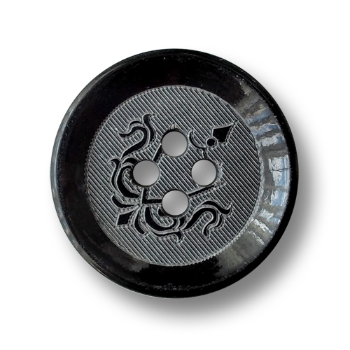 www.knopfparadies.de - 2122sc - Elegante Kunststoffknöpfe mit Wappenmotiv