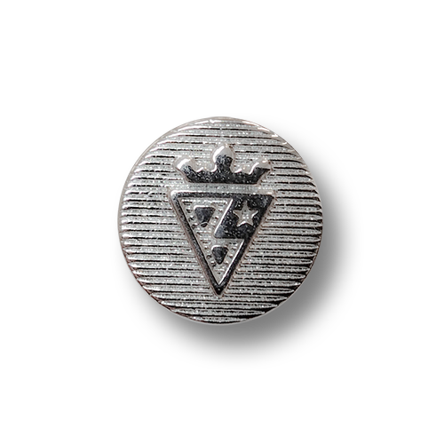 www.knopfparadies.de - 3961si - Kleine, silberfarbene Metallknöpfe mit gekröntem Wappen