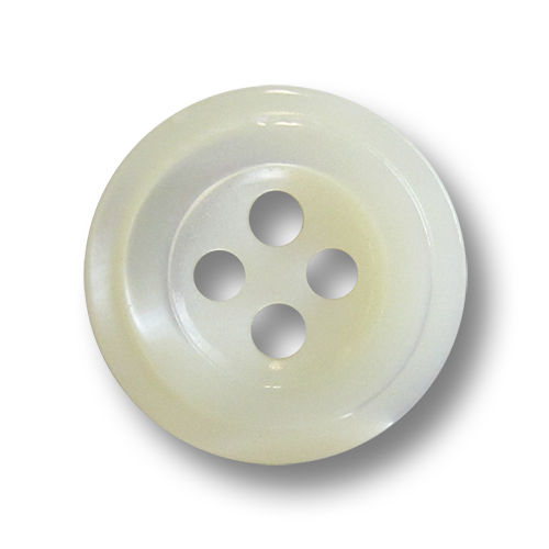 www.knopfparadies.de - pm312we - Weiss bis beige schimmernde Perlmuttknöpfe mit vier Löchern