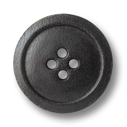 www.knopfparadies.de - 2513gs - Schwarze Lederknöpfe mit vier Löchern und schmalem Rand