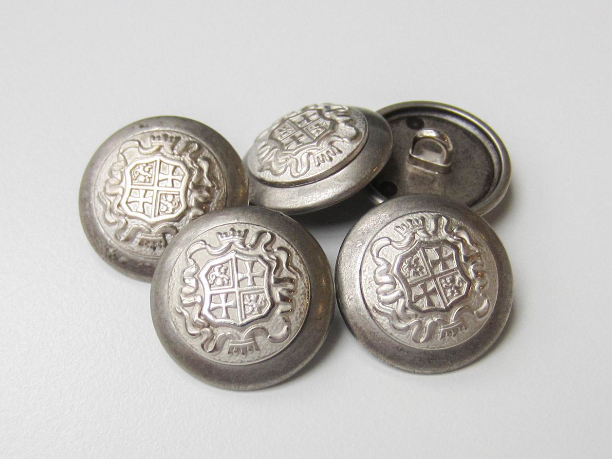 Edler Wappen Metall Knopf mit Krone, Kreuz & Löwe