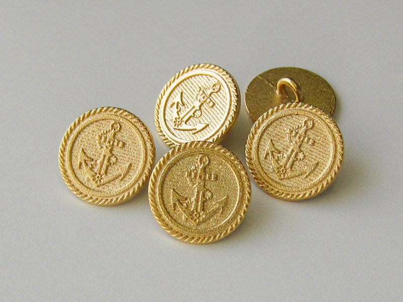 www.knopfparadies.de - 4314go - Goldfarbene Metallknöpfe mit maritimen Motiv
