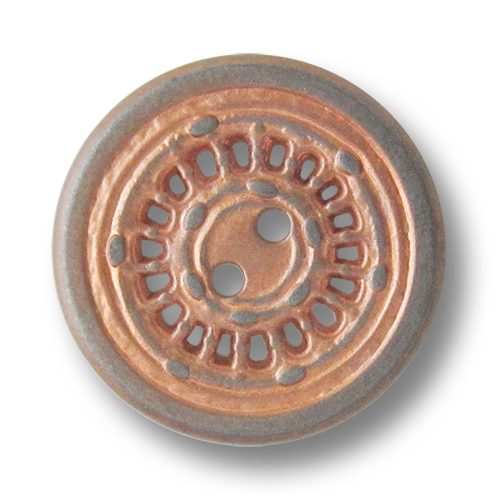 www.Knopfparadies.de - 5959ku - Originelle Zweilochknöpfe aus Metall in Kupfer & Eisen mit Durchbruch