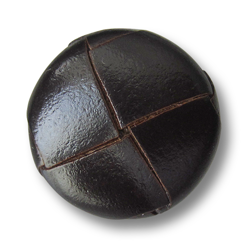www.Knopfparadies.de - 5813db - Dunkelbraune Lederknöpfe mit Metall-Öse