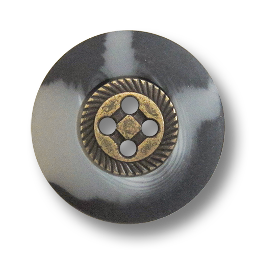 www.knopfparadies.de - 1014dm - Trachtige Kunststoffknöpfe mit Metallmitte