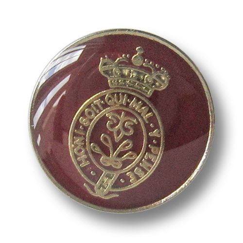 www.Knopfparadies.de - 4244ro - Edle Wappenknöpfe aus Metall in Rot, Silber & Gold