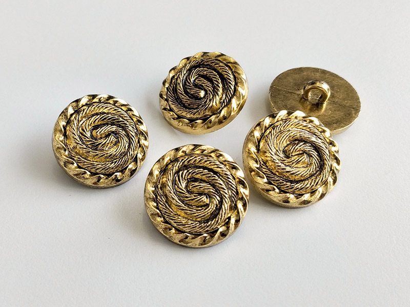 www.knopfparadies.de - 6396ag - Leichte, altgoldfarbene Schmuckknöpfe aus Kunststoff