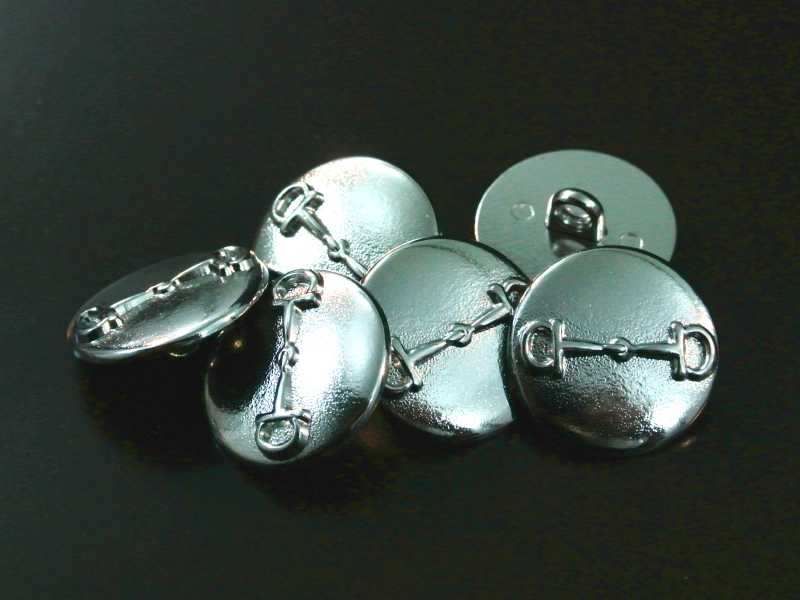 Silberfb. Metallknopf mit Pferde Trense
