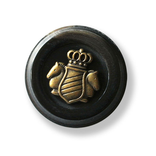Nobler Ösen Knopf mit Wappen Metall  Applikation