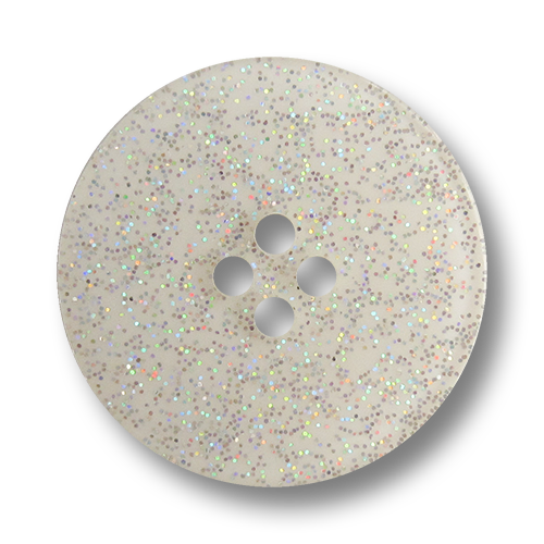 www.Knopfparadies.de - 1664gl - Dekorative weiß silberne Glitzerknöpfe aus Kunststoff