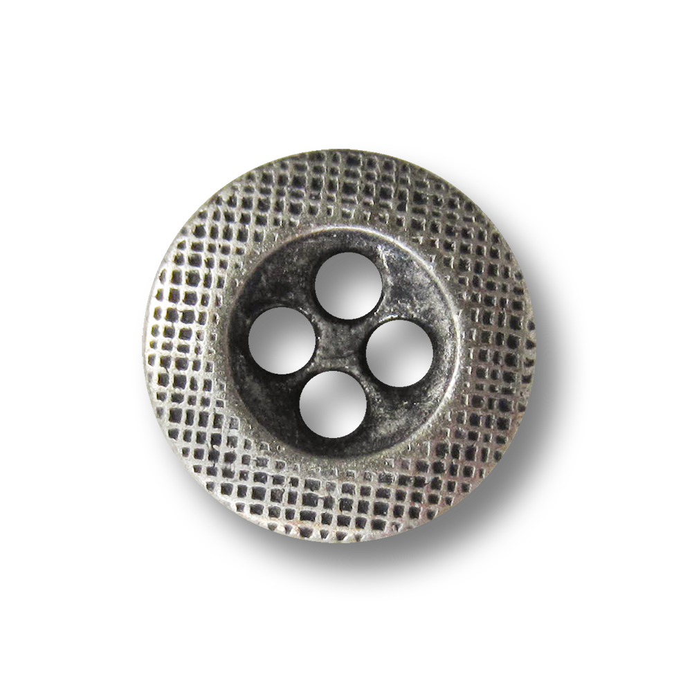 Kleiner Vierloch Metall Knopf mit Raster Muster