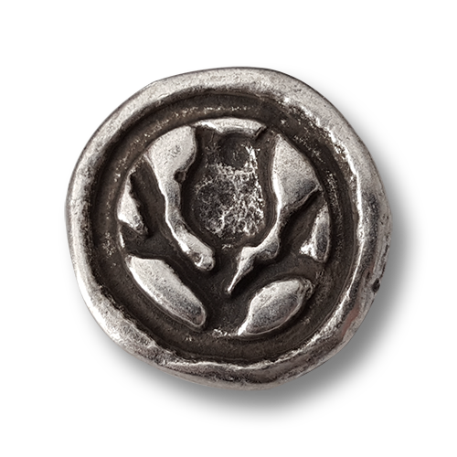 Metallknopf mit Blume in Altsilberfarben