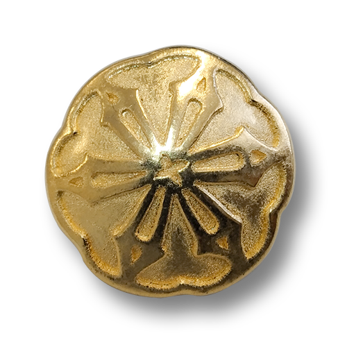www.knopfparadies.de - 0353go - Goldfarbene Metallknöpfe mit nostalgischem Blütenmotiv