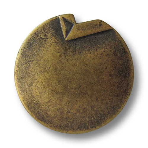 www.Knopfparadies.de - 1649am - Altmessingfarbene Metallknöpfe mit Knick in der Optik