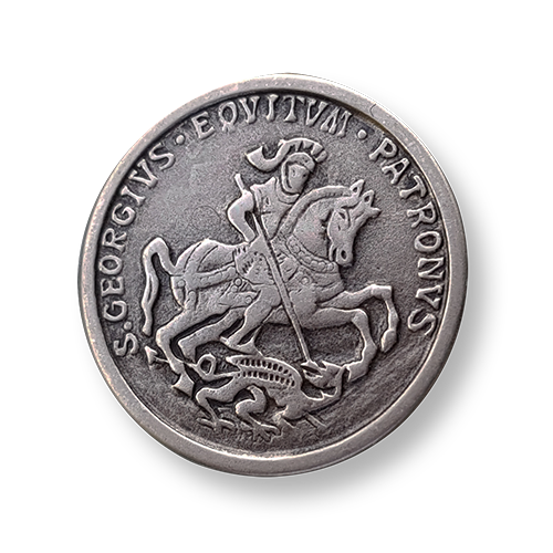 www.knopfparadies.de - 5638si - Metallknopf / Münzknopf "Heiliger Georg"