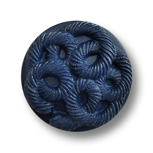 www.knopfparadies.de - 6705bl - Dunkelblaue Kunststoffknöpfe mit Kordelmuster