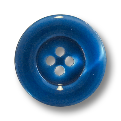 www.knopfparadies.de - 3483bl - Blau schimmernde Kunststoffknöpfe mit vier Löchern