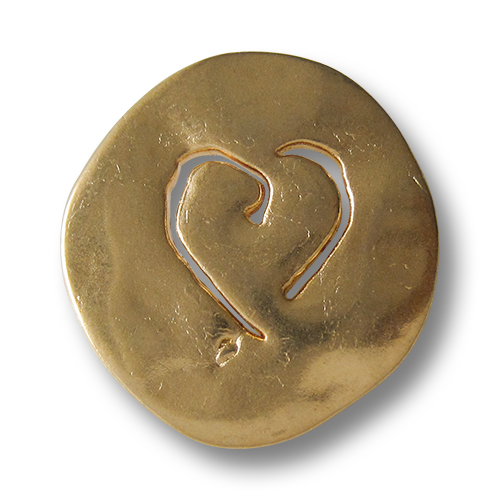 www.knopfparadies.de - 0277go - Goldfarbene Metallknöpfe mit herzförmigem Durchbruchmuster
