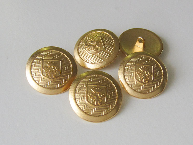 www.knopfparadies.de - 5175go - Elegante goldene Metallknöpfe mit Wappen Motiv