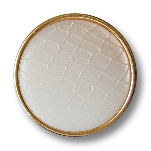 www.Knopfparadies.de - 1673pg - Goldene Metallknöpfe mit weißem Reptil Muster