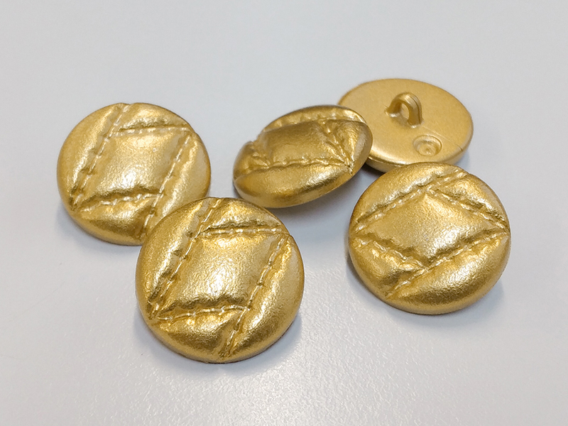 www.knopfparadies.de - 6005go - Goldfarbene Kunststoffknöpfe, fast wie Lederknöpfe