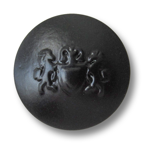 www.Knopfparadies.de - 1670sc - Schwarze Kunststoffknöpfe mit Wappen Motiv wie Lederknöpfe