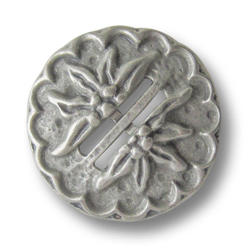 www.knopfparadies.de - 0551as - Altsilberfarbene Trachtenknöpfe aus Metall mit Edelweiß
