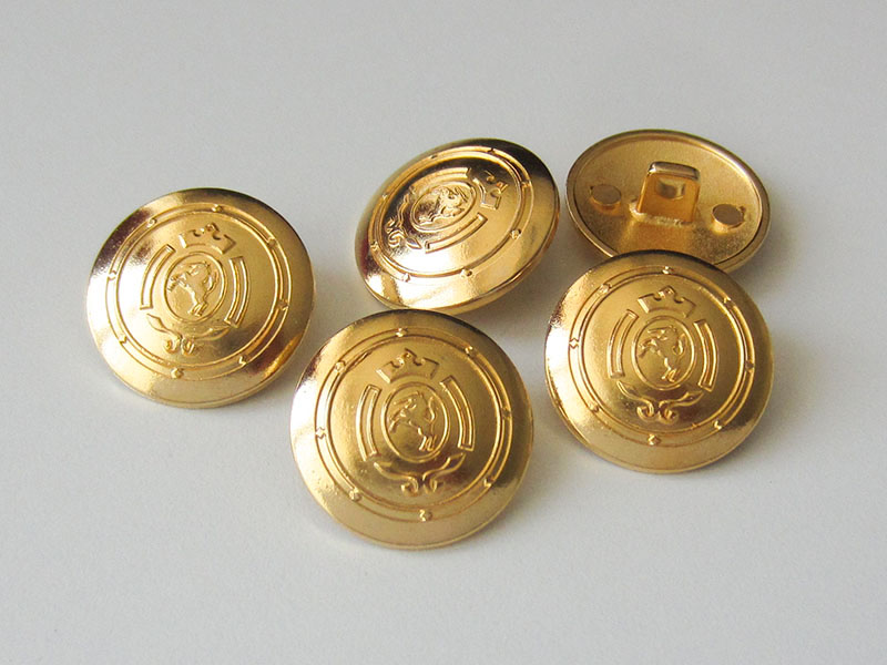 www.Knopfparadies.de - 0317gg - Schwarz goldene Metallknöpfe mit Einhorn Wappen