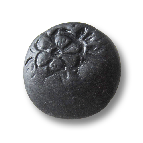 Dunkel eisenfarbene Metall Ösen Knöpfe mit Blumen Motiv