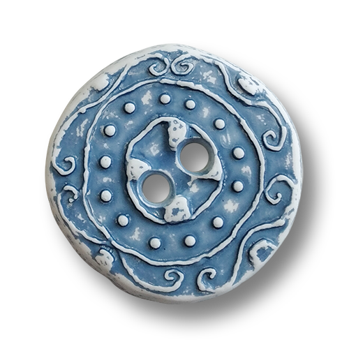 www.knopfparadies.de - 6547bl - Blau-Weiß gemusterte Trachtenknöpfe aus Kunststoff