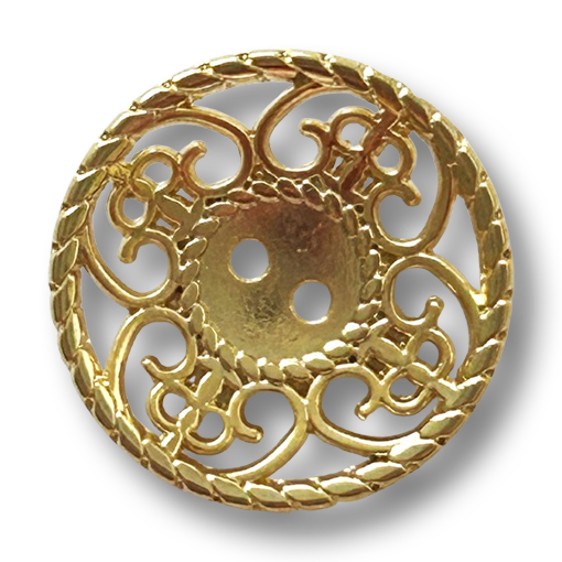 Nostalgische goldfarbene Metallknöpfe mit filigranem Durchbruchmuster