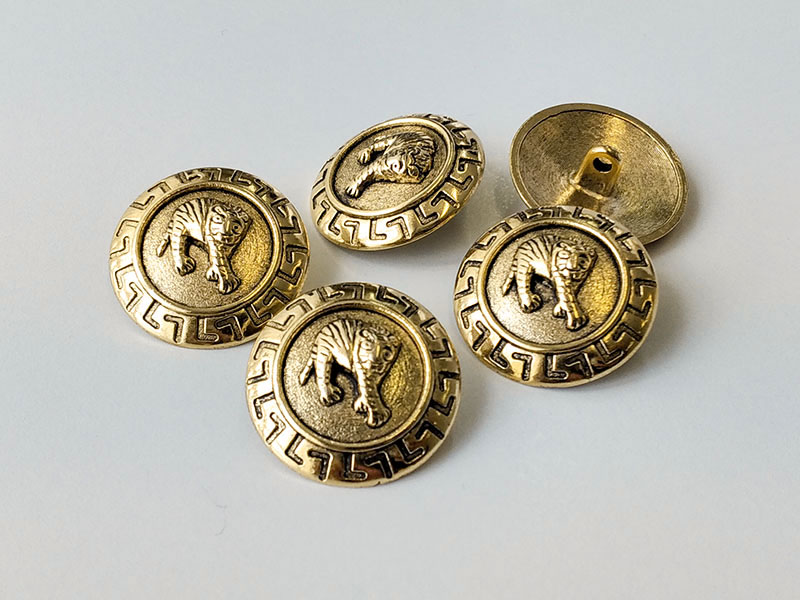 www.knopfparadies.de - 5192ag - Umwerfend schöne Metallknöpfe mit Motiv: Tiger