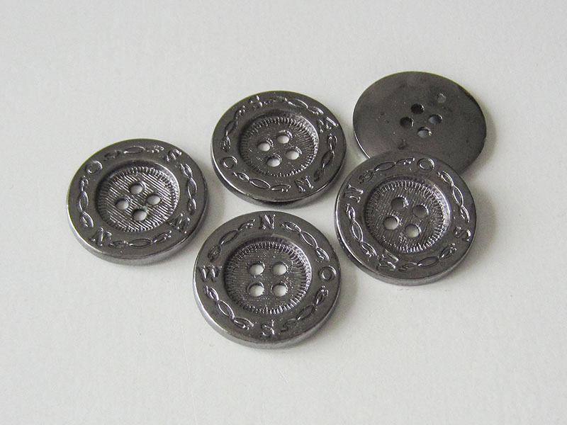 www.Knopfparadies.de  - 3314ch - Maritime Vierloch Metallknöpfe in Chrom