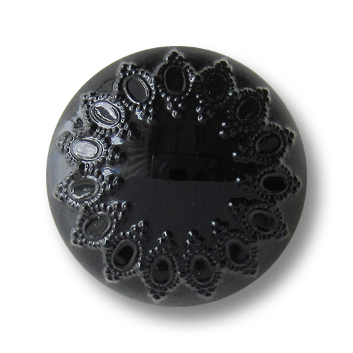 www.knopfparadies.de - 5657sc - stark gewölbte, schwarz glänzende Kunststoffknöpfe, Halbkugelformn