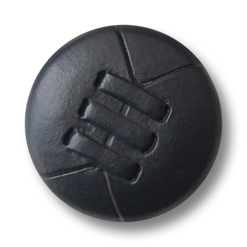 www.Knopfparadies.de - 5844bl - Interessante blaue Lederknöpfe mit Metall-Öse