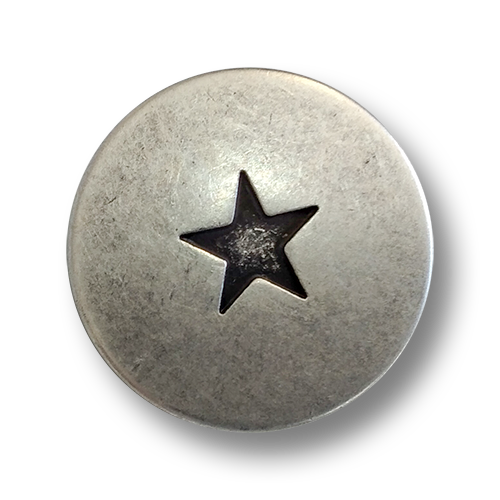 Vintage - matt altsilberfarbene Metallknöpfe mit 5-zackigem Stern
