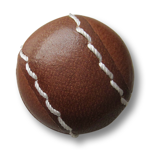 www.Knopfparadies.de - 5810br - Braune Lederknöpfe mit weißer Steppnaht