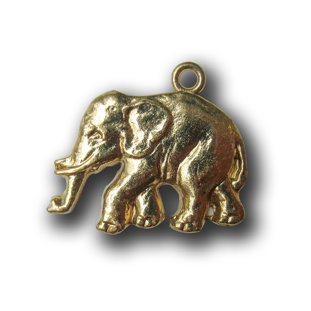 Sehr großer altgoldfarbener Metall Anhänger Elefant
