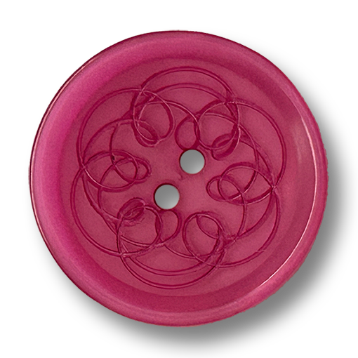 www.knopfparadies.de - k427rs - Transparenter Kunststoffknopf in Pink-Magenta mit Ornamentmuster