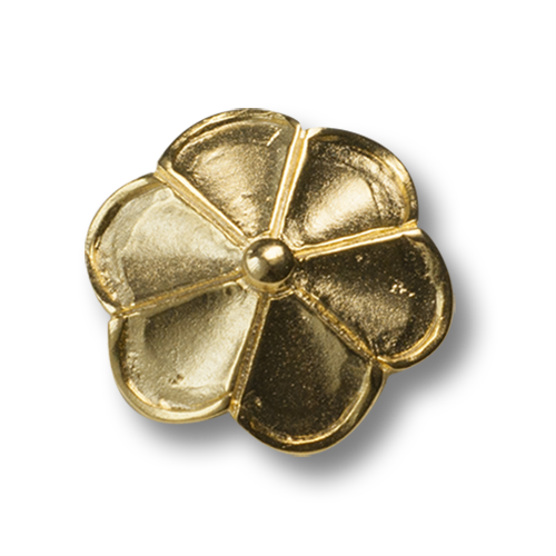 Goldfarbener Metall Ösen Knopf wie eine Blüte