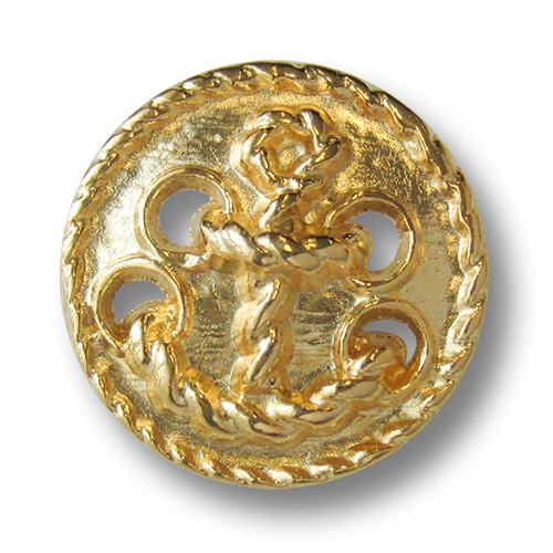 www.knopfparadies.de - 2523gg - Goldfarbene Metallknöpfe mit Motiv: Anker