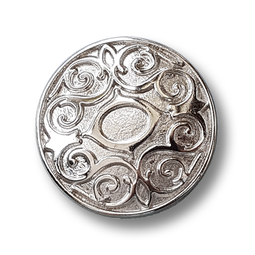 Silberfarbener Metallknopf mit elegantem Muster