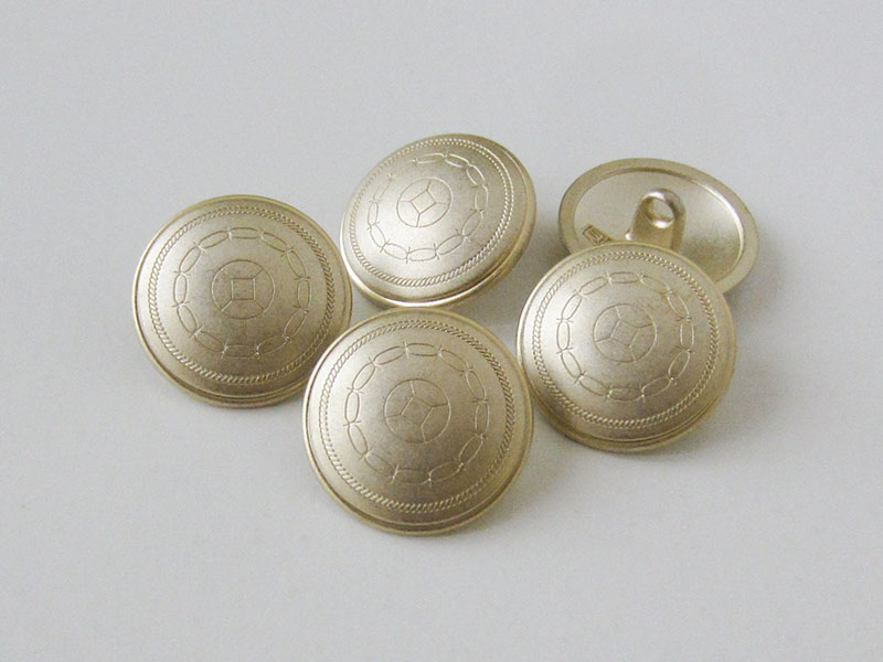 www.Knopfparadies.de - 2462hg - Zeitlos schön gemusterte Metallknöpfe in Matt Gold