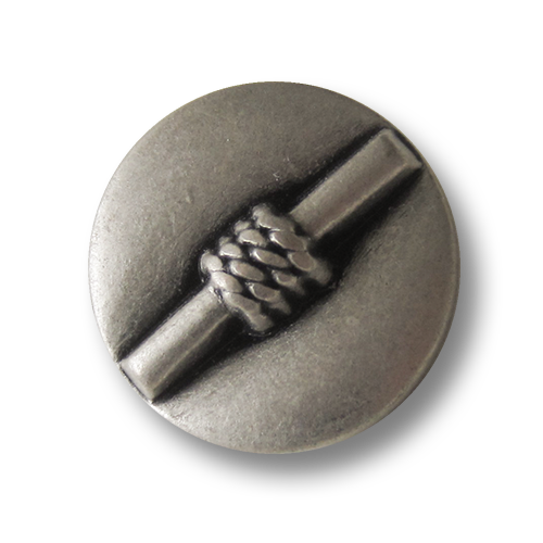 Altertümlich wirkender Metallknopf mit Öse in Altsilberfarben