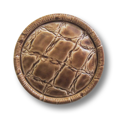 www.Knopfparadies.de - 1629br - Braune Ösen Kunststoffknöpfe wie Reptil Leder