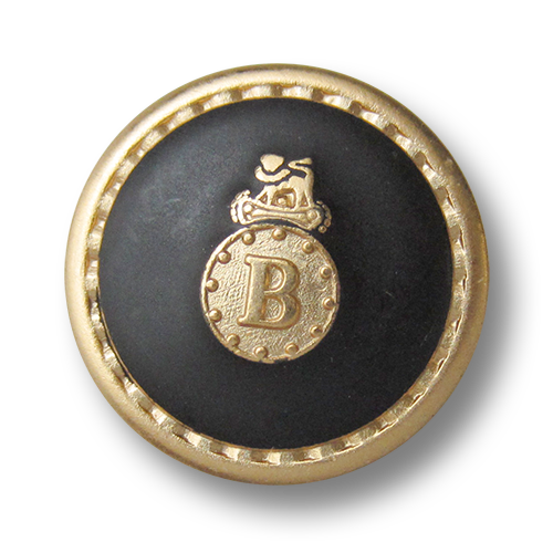 www.knopfparadies.de - 2664sg - Gold-schwarze Blazerknöpfe aus Metall