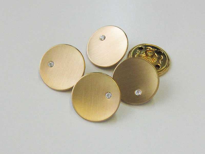 www.Knopfparadies.de - 4082go - Leichte Metallblechknöpfe mit Schmuckstein in Gold
