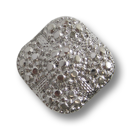 www.Knopfparadies.de - 0027si - Edle rautenförmige Ösenknöpfe aus Kunststoff in silberner Metall-Optik